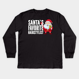 Santa's Favorite Hairstylist Christmas Kids Long Sleeve T-Shirt